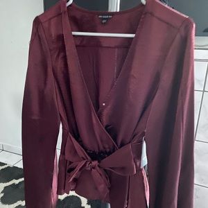 Guess Burgundy Long Sleeve Shirt